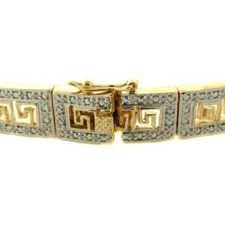 Fusion 14k Gold Overlay 1/4 ct TW Diamond Greek Key Design Bracelet