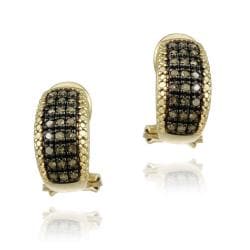 18k Yellow Gold over Sterling Silver 1/2ct TDW Brown Diamond Earrings