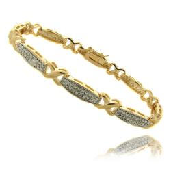 Fusion 14k Gold Overlay Diamond Accent 'X' Bar Bracelet