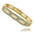 Finesque 14k Gold Overlay 1/4 ct TW Diamond Greek Key Design Bracelet