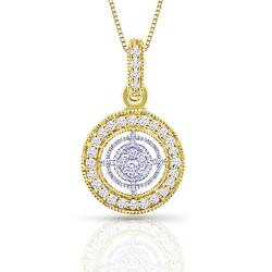 14k Two-Tone Gold 1/8ct TDW Diamond Circle Necklace (H-I, I1-I2)