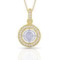 14k Two-Tone Gold 1/8ct TDW Diamond Circle Necklace (H-I, I1-I2)