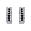 10k White Gold 1/2ct TDW Black and White Diamond Hoop Earrings (G-H, I2-I3)