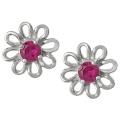 Tressa Sterling Silver Pink Cubic Zirconia Flower Earrings