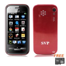 SVP M1 Pro Red touch screen unlocked phone with microSD 8GB card 3.0