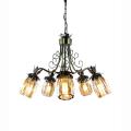 Crystal shade 5-light Antique brass finish Chandelier