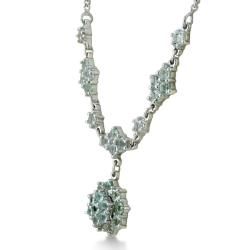 Sterling Silver Aquamarine Flower Necklace (2/3ct TGW)