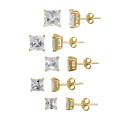 Icz Stonez Gold over Silver Cubic Zirconia Stud Earrings (Set of 5) (24.8ct TGW)
