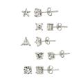 Icz Stonez Sterling Silver Cubic Zirconia Stud Earring Set (Set of 5) (8.5ct TCW)