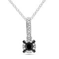 Sterling Sliver 1/3 CT TDW Black and white Diamonds Pendant (G-H, I3)