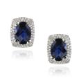 Glitzy Rocks Rhodium-plated Lab-created Sapphire and CZ Accent Earrings (7.6ct TGW)