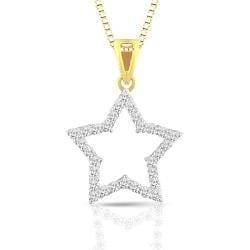 14k Two-Tone Gold 1/4ct TDW Diamond Star Necklace (H-I, I1-I2)