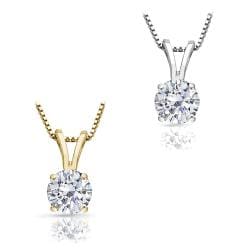 Auriya 14k Gold 1.25ct TDW Round Diamond Solitaire Necklace (F-G, I1)