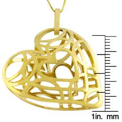 14k Yellow Gold Puffed Cut-out Heart Necklace