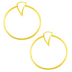 14k Yellow Gold Diamond-cut 2x50mm Hoop Earrings