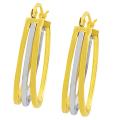 14k Two-tone Gold 3-row Oval Hoop Earrings