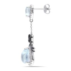 14k White Gold 3/5ct TDW Diamond and Blue Topaz Earrings (G-H, SI1)
