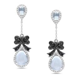 14k White Gold 3/5ct TDW Diamond and Blue Topaz Earrings (G-H, SI1)