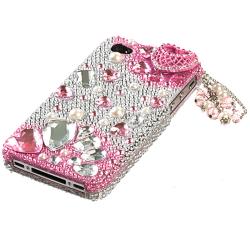 Apple Iphone 4/4S Pink Charms Design 3D Premium Rhinestone Diamond 