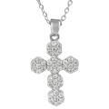 Silvertone Cubic Zirconia Cross Necklace