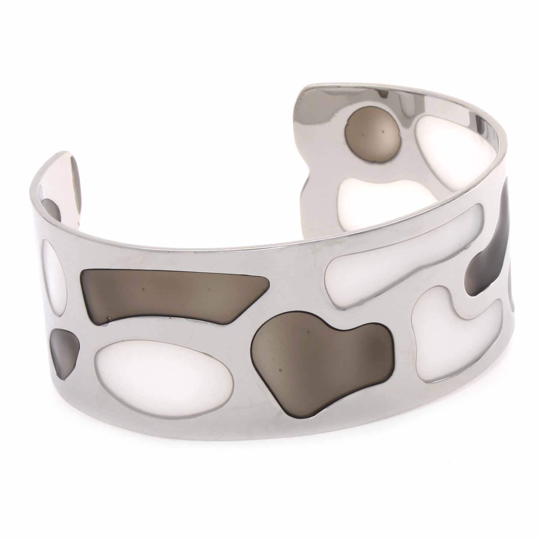 NEXTE Jewelry Silvertone and Gray Mosaic Designed Cuff Bracelet