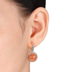 Miadora Silver Moonstone and 1/5 CT TDW Earrings (G-H, I2-I3) (9ct TGW)
