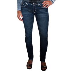 Silver Diva Women's Rhinestone Fleur De Lis Denim Jeans