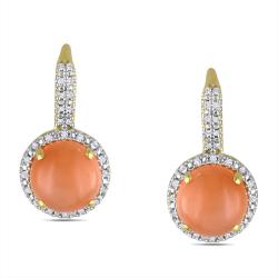 Miadora Silver Moonstone and 1/5 CT TDW Earrings (G-H, I2-I3) (9ct TGW)