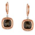 Pink Silver Smokey Quartz and Diamond Accent Cuff Earrings (G-H, I3) (6ct TGW)