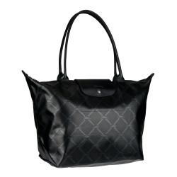 Longchamp Metallic Black Nylon Tote Bag