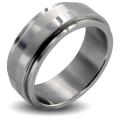 Stainless Steel Men's Checker Spinner Ring
