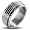 Stainless Steel Men's Grooved Spinner Ring