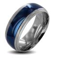 Two-tone Stainless Steel Men's Ridged Edge Wedding Band