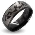 Black Stainless Steel Men's Tribal Design Ring