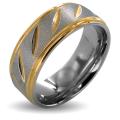 Stainless Steel Goldplated Grooved Ring (8mm)