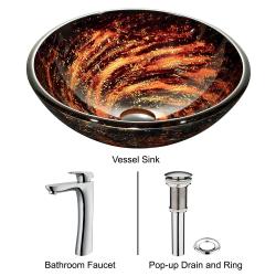Northern Lights Vessel Sink in Browns with Chrome Faucet