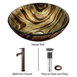 Zebra Vessel Sink in Multicolors with Oil Rubbed Bronze Faucet