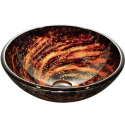 Vigo Northern Lights Above the Counter Tempered Glass Vessel Sink in Browns
