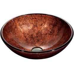 Vigo Mahogany Moon  Above the Counter Round Tempered Glass Vessel Sink in Copper