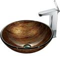 VIGO Amber Sunset Glass Vessel Sink and Faucet Set in Chrome