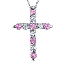14k White Gold Pink Sapphire and 1/2ct TDW Diamond Necklace (H-I, SI2-SI3)