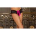 Emaje' Women's Black Crotchless Ribbon Booty Shorts