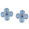 Sterling Silver Blue Chalcedony and Sapphire Earrings (15 1/3ct TGW)