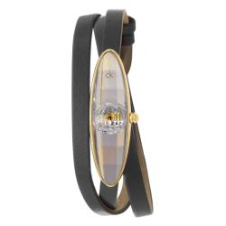 Calvin Klein Women's 'Continuity' Yellow Goldplated Stainless Steel and Leather Quartz Watch