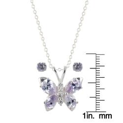 Sunstone Sterling Silver Cubic Zirconia Butterfly Pendant and Earring Set