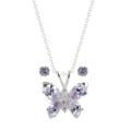 Sunstone Sterling Silver Cubic Zirconia Butterfly Pendant and Earring Set