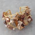 Goldtone Bronze Seashell Floral Cuff Bracelet (Philippines)