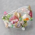 Silvertone 'Blooming Love' Seashell Floral Cuff Bracelet (Philippines