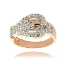 Fusion Rose Gold Overlay Diamond Accent Buckle Design Ring