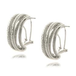 Fusion Silver Overlay Diamond Accent Multi-band Earrings